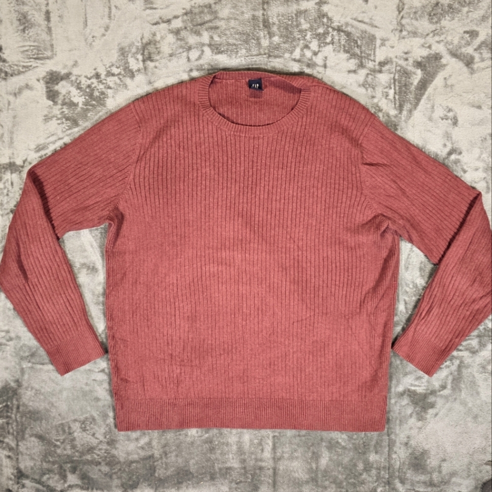 Y2K Gap Burgundy Cotton Ribbed Crewneck Sweater Size XL